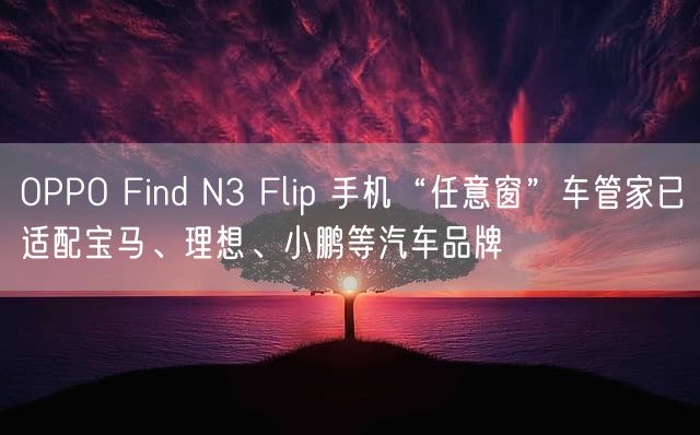 OPPO Find N3 Flip 手机“任意窗”车管家已适配宝马、理想、小鹏等汽车品牌