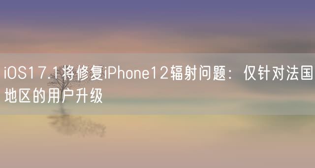 iOS17.1将修复iPhone12辐射问题：仅针对法国地区的用户升级