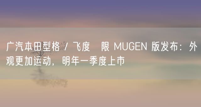 广汽本田型格 / 飞度無限 MUGEN 版发布：外观更加运动，明年一季度上市